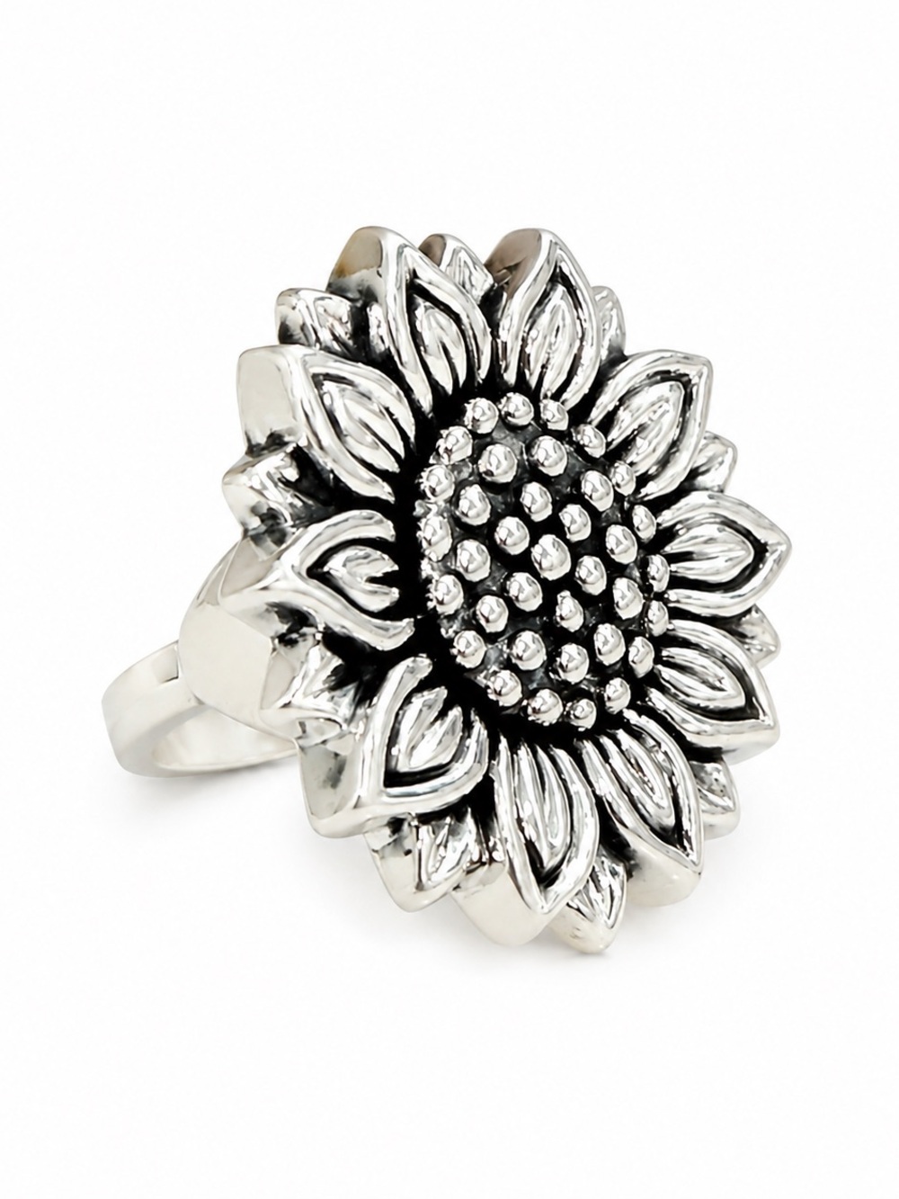 925 Sterling Silver Sunflower Statement Ring - Women Jewelry